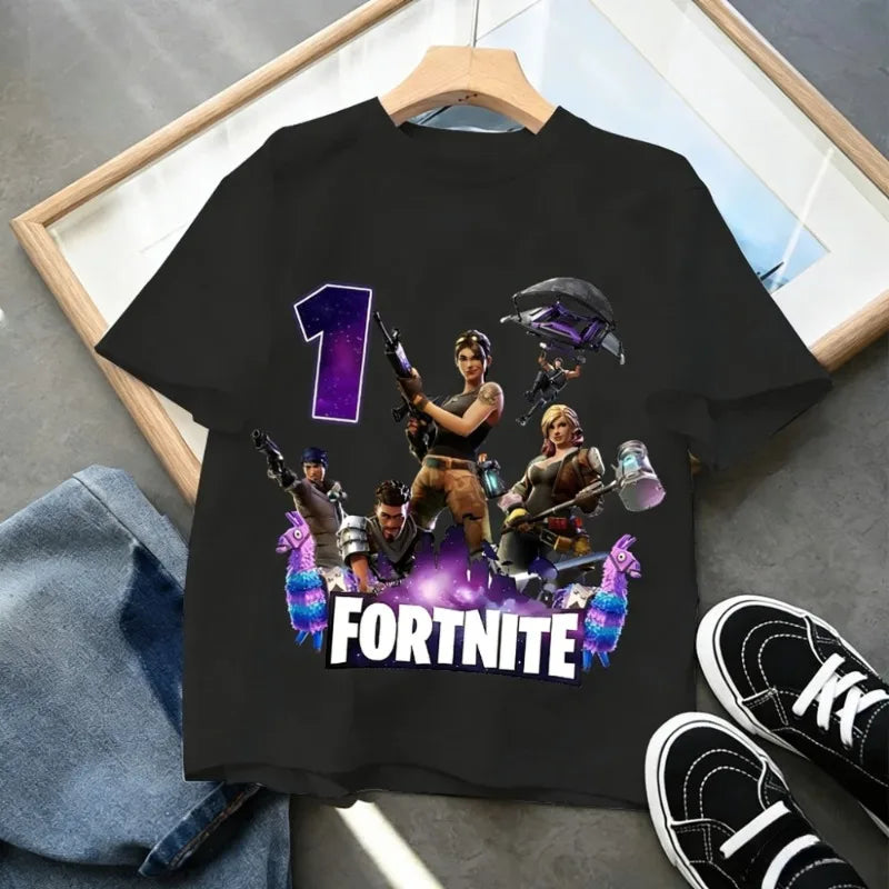 Fortnites dječje majice s brojem za rođendane za djevojčice i dječake, ljetna odjeća, pamučne majice za bebe, kratke majice za zabave, kratkih rukava, poklon za malu djecu