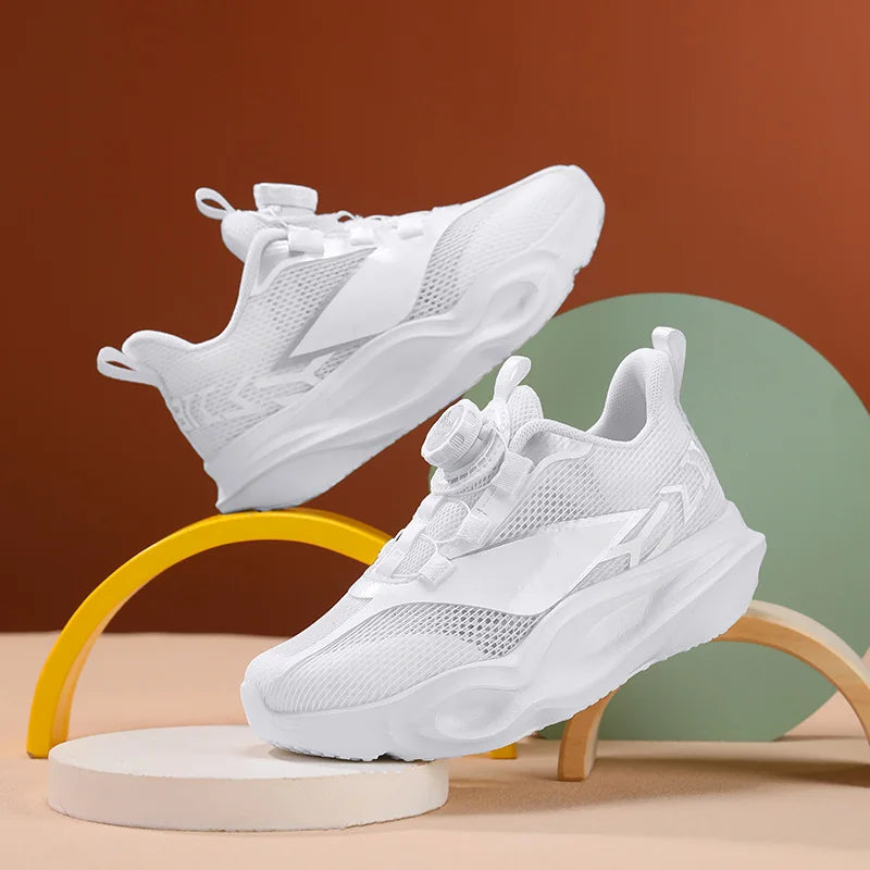 Zapatillas infantiles de moda con suela gruesa y suave, amortiguación elástica, calzado casual cómodo tipo tenis, nuevas zapatillas ligeras de malla para jogging