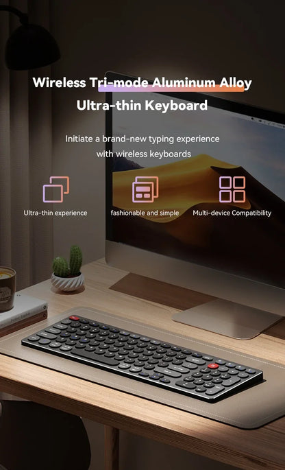 98-Key Ultra-Thin Silent Keyboard with Scissor-Switch, Tri-Mode BT/2.4G/Type-C Connectivity&Ergonomic Design For Typing