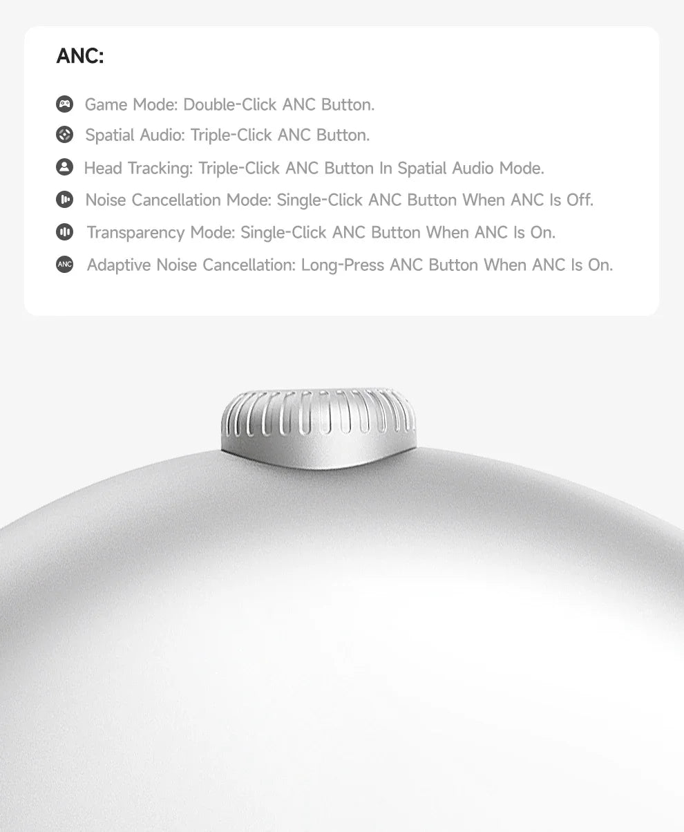 Cuffie wireless Picun F8MAX ANC, cancellazione attiva del rumore ibrida 59dB, audio spaziale, auricolari Bluetooth 6.0, headset over-ear 180H