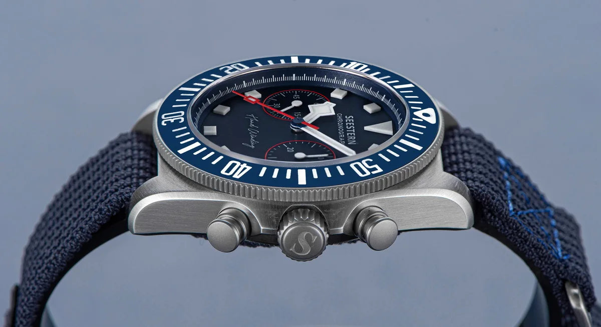 SEESTERN cronógrafo para hombre, reloj mecánico con movimiento Tianjin ST1901, cristal de zafiro, correa de nailon con velcro, esqueleto luminoso