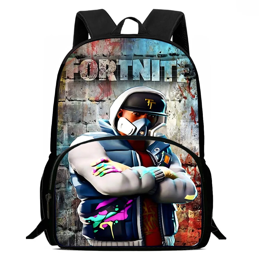 Zaini per bambini con design Hot Game, borsa pranzo e astuccio, borse scuola per alunni ad alta capacità, per bambino e bambina, regalo ideale F-FortniteS
