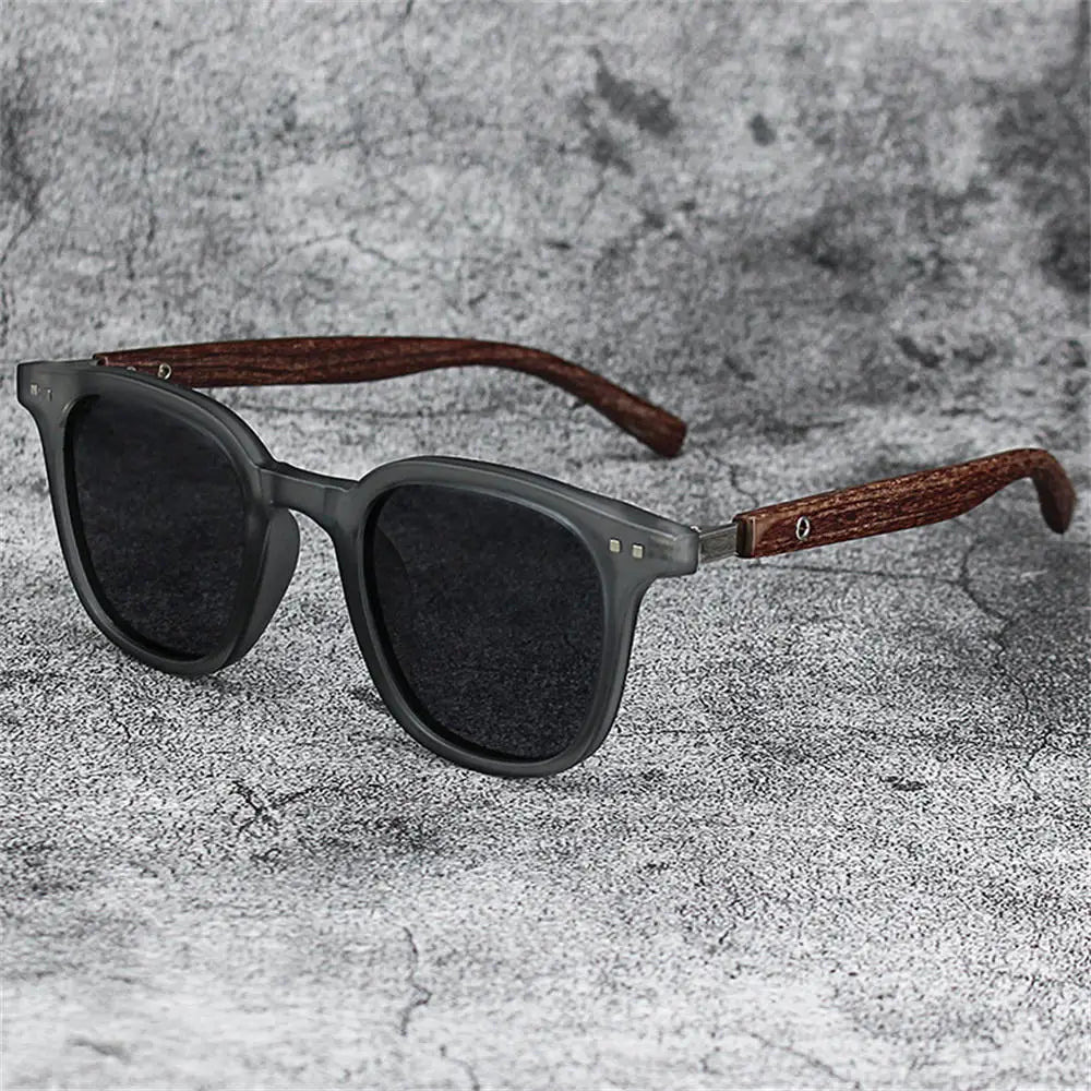 KLASSNUM Men Vintage Wooden Frame Sunglasses Classic Brand Sun Glasses Coating Lens Men Polarized UV Protection Driving Eyewear