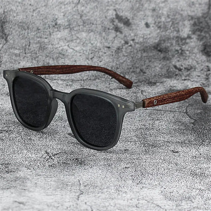 KLASSNUM Men Vintage Wooden Frame Sunglasses Classic Brand Sun Glasses Coating Lens Men Polarized UV Protection Driving Eyewear