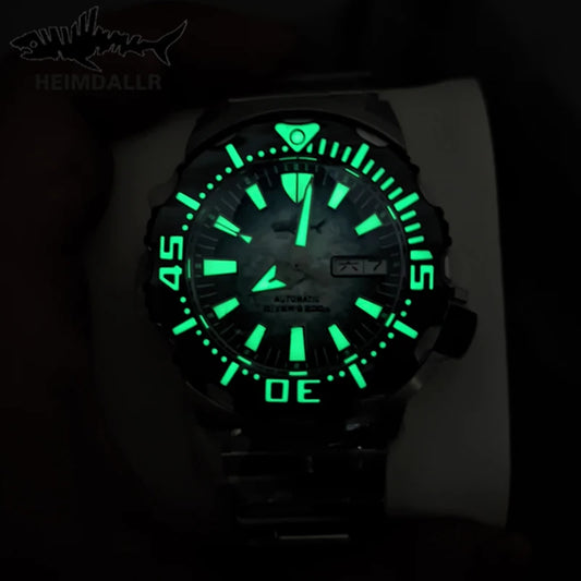 HEIMDALLR V2 Monster Herren-Taucheruhr mit Automatikwerk, Saphirglas, 20 bar wasserdicht, NH36A, „Snowflake“-Zifferblatt, blau, mechanische Uhr