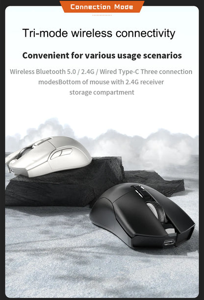 Motospeed Darmoshark N3 Pro Bluetooth brezžična gaming miška, dvojni 8K, tri-mode, polnilna, PAW3395, 64g, ergonomska miška za gamerje
