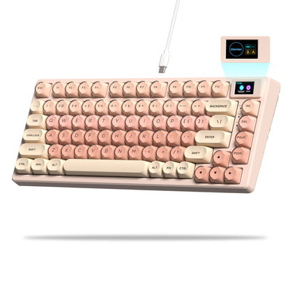 Womier S-K80 Keyboard Liquid 75% Hot Swap Keyboard with Color OLED Display Mechanical Gaming Keyboard Gasket Mount RGB for Windows