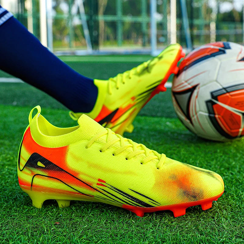 New Men Football Boots FG Non-Slip Long Spikes Soccer Shoes Training Shoes Soccer Cleats Ultralight Outdoor Drop Shipping