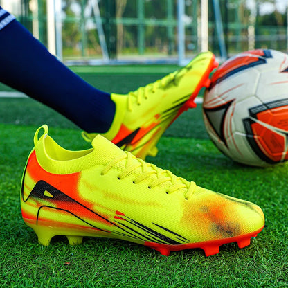 New Men Football Boots FG Non-Slip Long Spikes Soccer Shoes Training Shoes Soccer Cleats Ultralight Outdoor Drop Shipping
