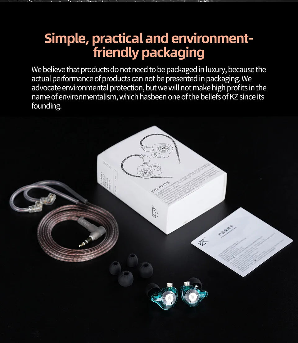 KZ EDX PRO X Wired Earphones HIFI Stereo Bass Earbud Gaming Sport Music Noise Cancelling Headset Detachable Cable