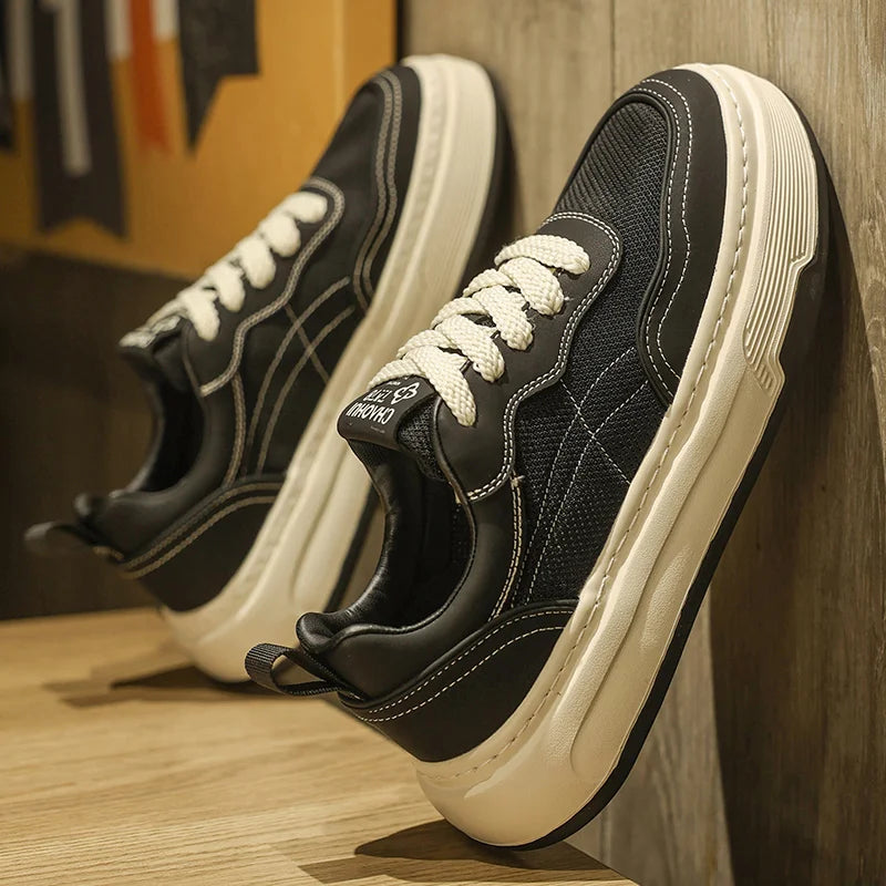 Men's Ultralight Breathable Mesh Sneakers 2025 Fashion Thick Sole Casual Shoes Comfortable Lace-up Trainers for Daily Walking