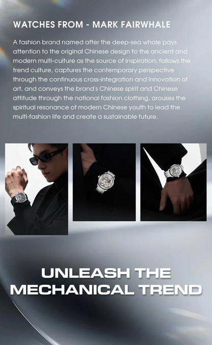 MARK FAIRWHALE Business Automatic Mechanical Watch 46MM Stainless Steel Luxury Men's Watch