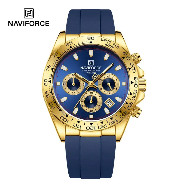 Montre-bracelet pour homme NAVIFORCE 2026 – Style luxe, tendance, décontracté et professionnel – Chronographe étanche avec bracelet en silicone – Idée cadeau
