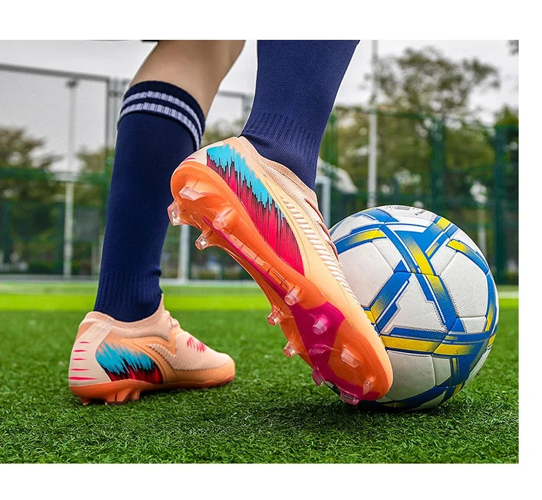 New Men Football Boots Shoes FG Soccer Shoes Non-Slip Cleats Ultralight Soccer Match Long Spikes Outdoor Training Drop Shipping