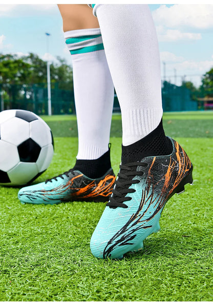 Chaussures de football à crampons FG pour terrain ferme, coupe basse, à lacets, pour hommes, professionnelles, antidérapantes, résistantes à l'usure, pour entraînement sur herbe naturelle