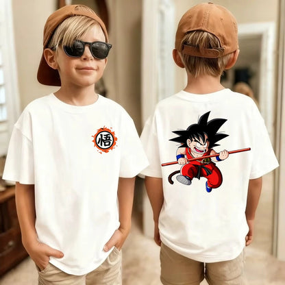 Anime Dragon Ball Cosplay T-Shirt Cotton Short Sleeve Tops Casual Loose Retro T-Shirt Men Women Family Matching Summer Outfits
