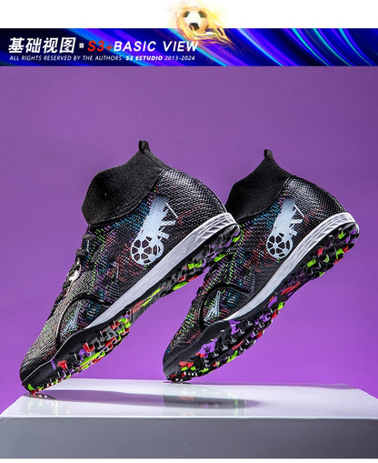 New Men Football Boots Training Soccer Shoes Breathable Grass Cleats Match Long Spikes Indoor Sneakers Ultralight Drop Shipping