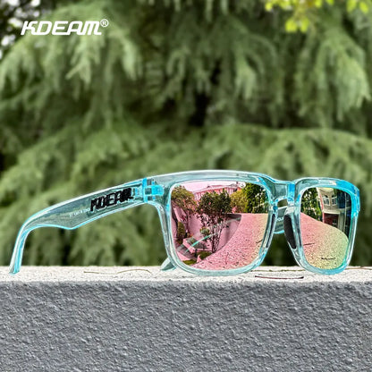 KDEAM Unisex Square Sunglasses Polarized Flash With Stylish Mirrored Pink Sun Glasses New Colors KD332