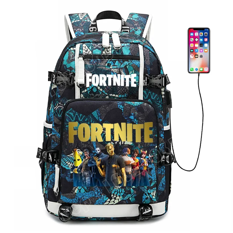 Mochila escolar Fortnite con estampado del juego para estudiantes, niños y niñas, gran capacidad, impermeable, ligera y resistente, regalo de cumpleaños