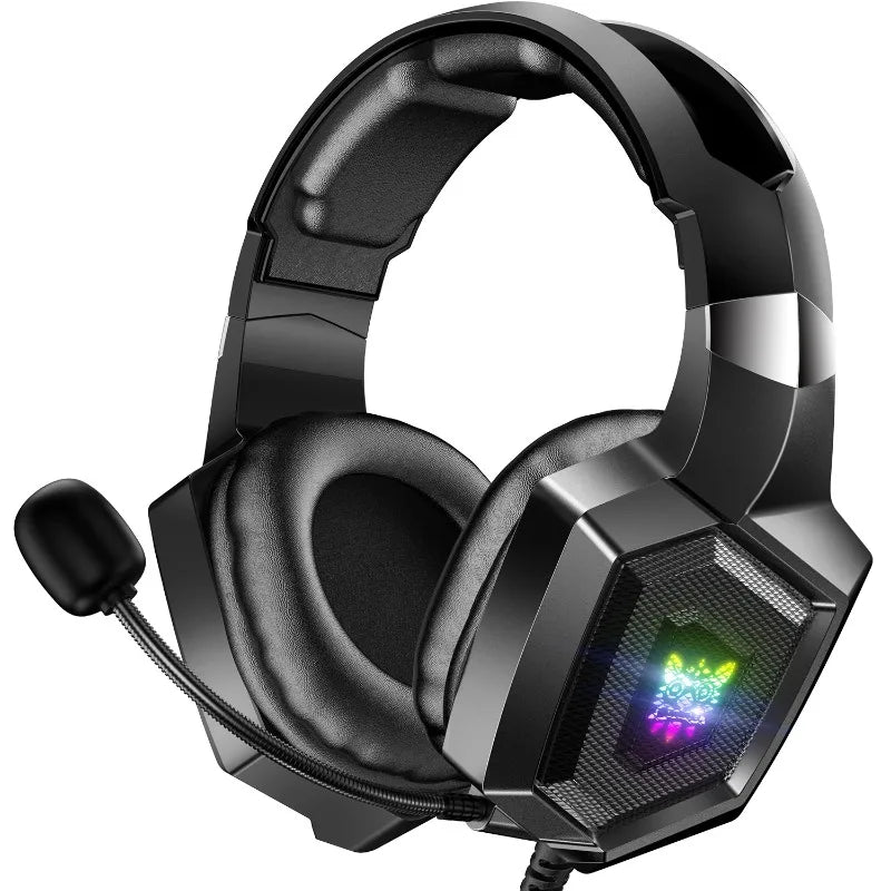 Casque de jeu filaire ONIKUMA K8 RGB, casque circumaural avec microphone flexible, son surround, audio stéréo 3,5 mm, casque pour joueurs PC