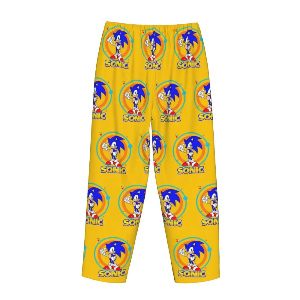 Custom Women Soniced Pajama Pants Printed Hedgehog Game Sleep Sleepwear Bottoms with Pockets