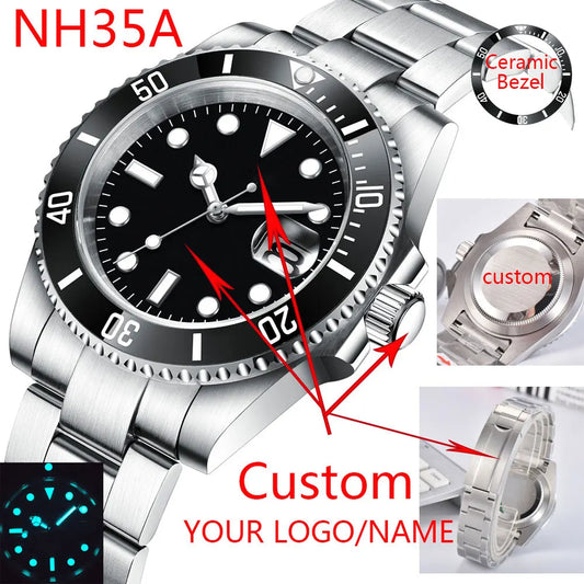 Corgeut 40mm  Luxury Business NH35 Men's automatic mechanical Diving Watch, ceramic bezel, sapphire crystal, 100m waterproof.