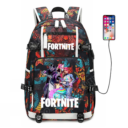 Mochila escolar Fortnite con estampado del juego para estudiantes, niños y niñas, gran capacidad, impermeable, ligera y resistente, regalo de cumpleaños