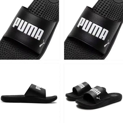 Sandales Puma pour hommes 2026 383062-01, claquettes de douche confortables en EVA noires avec logo blanc, tongs décontractées d'été pour la plage