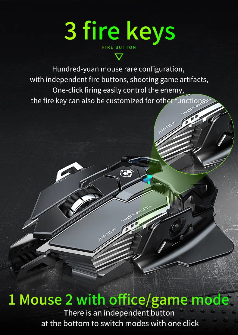 Mechanical Metal Gaming Mouse Wired Ergonomic RGB Backlit Game Mouse 12800 DPI Optical USB Mause Computer Mouse For Desktop PC