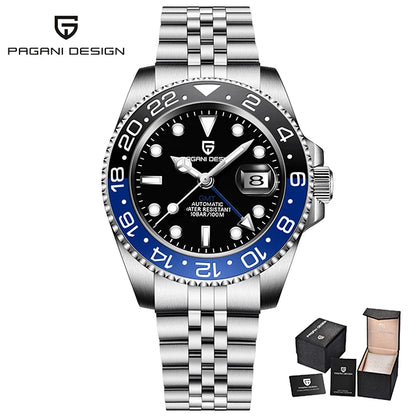 New PAGANI DESIGN Top Brand GMT Mens Wristwatch Sapphire Glass Automatic Men's Watch 100M Waterproof 40mm Men Mechanical Watches