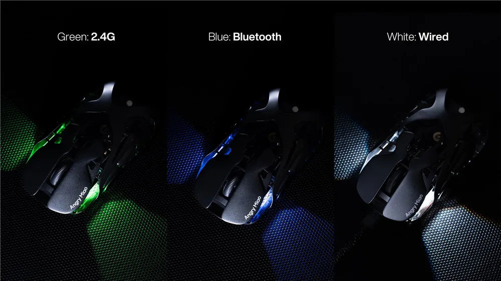 Angry Miao Infinity Gaming Wireless Mouse Hot-Swappable Metal Ultralight Hollow PAW3950 Dual 8K Wired Tri-Mode Orange