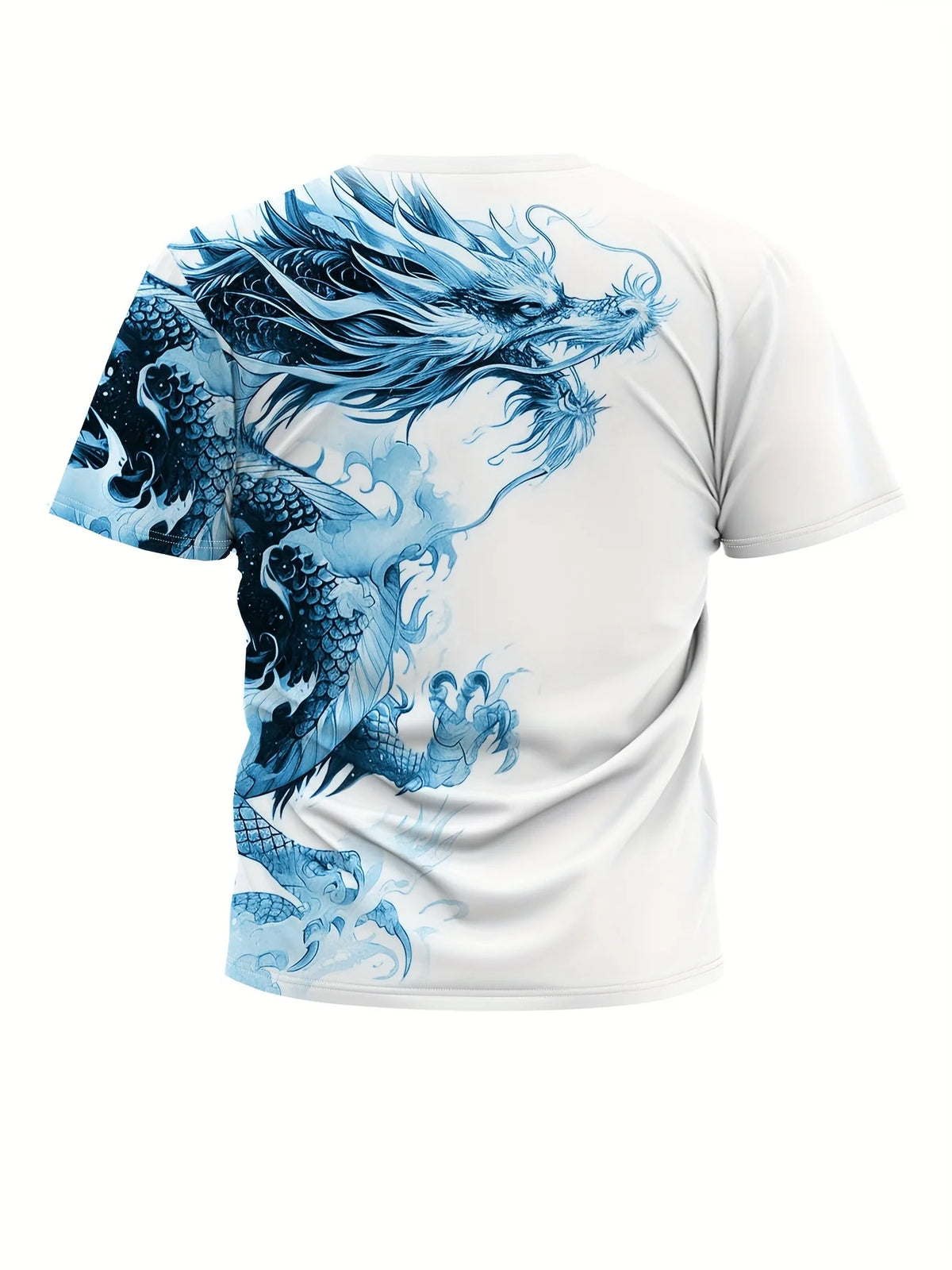 Miesten Dragon-kuvioitu T-paita, rento hengittävästä kankaasta valmistettu graafinen tee, street style -ulkomuotipaita, lyhythihainen paita miehille