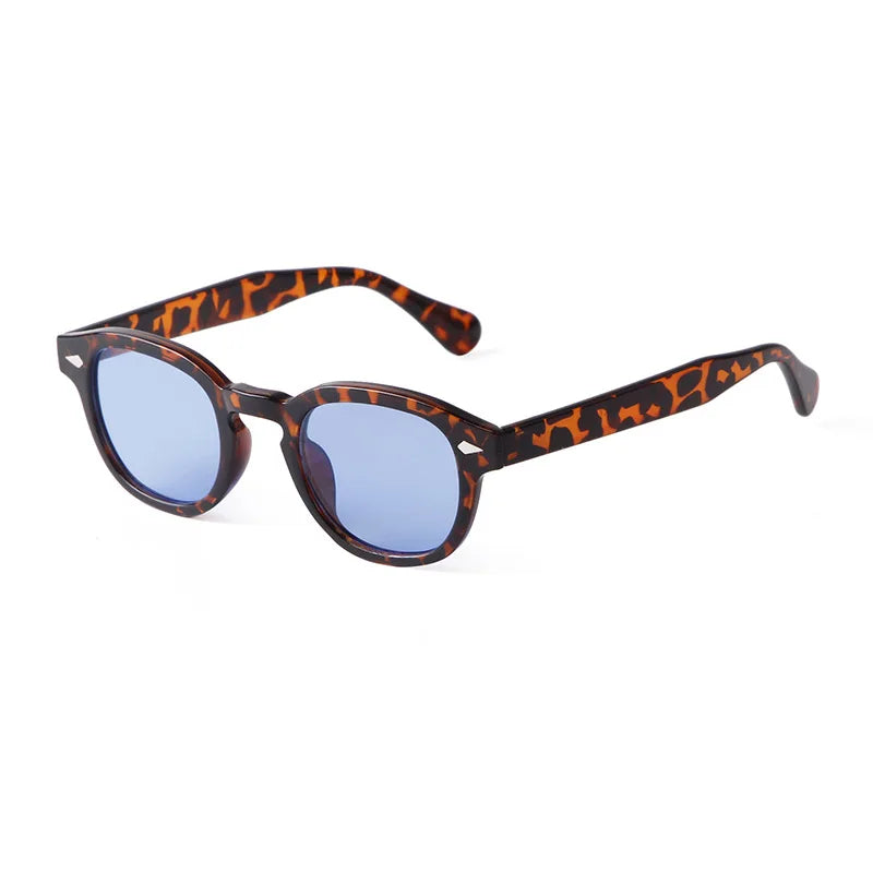 JNPCXI Vintage Round Sunglasses Women Men Retro Rivet Blue Gradient Female Sun Glasses UV400