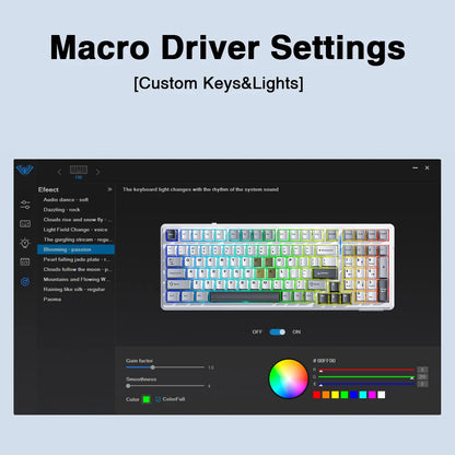 Teclado mecánico gaming Aula F99 de 99 teclas, tres modos: 2.4g inalámbrico, Bluetooth y cableado, hot swap, PBT, gasket y RGB para juegos y escritura
