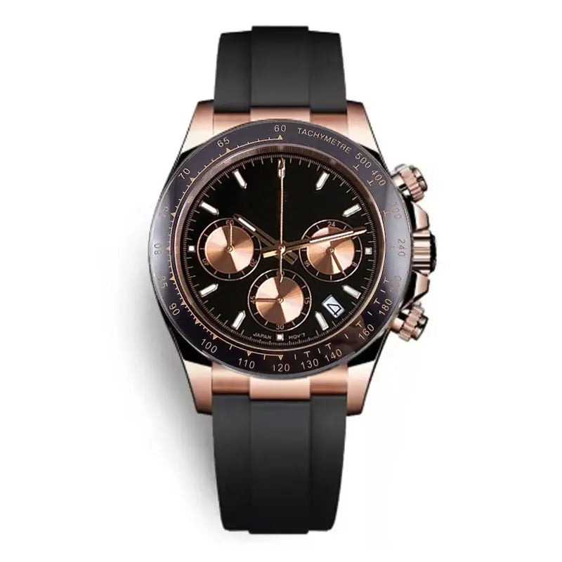 Luxury VK63 Men's Watch Quartz Movement Business Stop Watches 39mm Steel/Rose Gold Date Luminous Dial Fully Chronograph