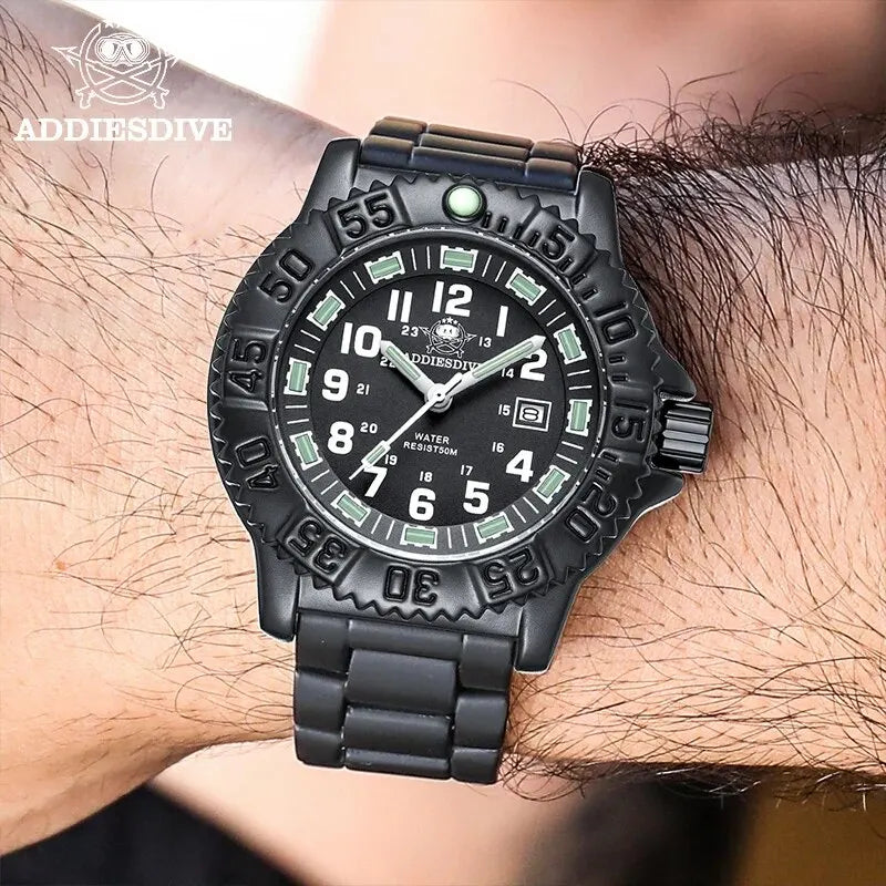 ADDIESDIVE Men’s Luxury Military Sport Quartz Watch  Luminous Dial, Rotating Bezel, Nylon Strap & 50M Water Resistant