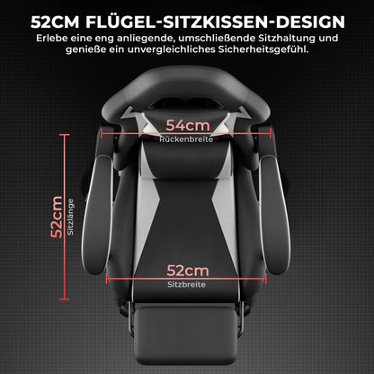 Gaming Chair Ergonomic Gaming Chair with Lumbar Pillow and Headrest, Gamer Chair Height Adjustable, Pc Chair for Adults Girls Boy, Black and White