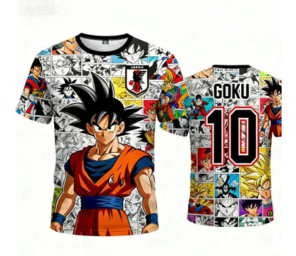 Лятна нова мъжка тениска с 3D печат „Dragon Ball Goku“ за възрастни, детска аниме тениска, специална футболна фланелка № 10