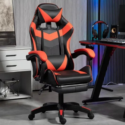 Chaise de jeu ergonomique avec dossier inclinable réglable en hauteur pour bureau, streaming et massage sur PC