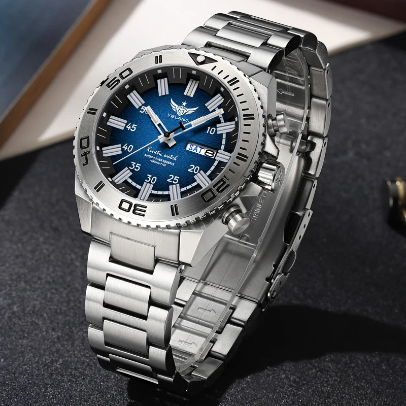 Yelang Watches V1035 44mm Men Diving Watch Human Kinetic Energy Watch 100m Waterproof Watches luminous Japan PX83 Sapphire