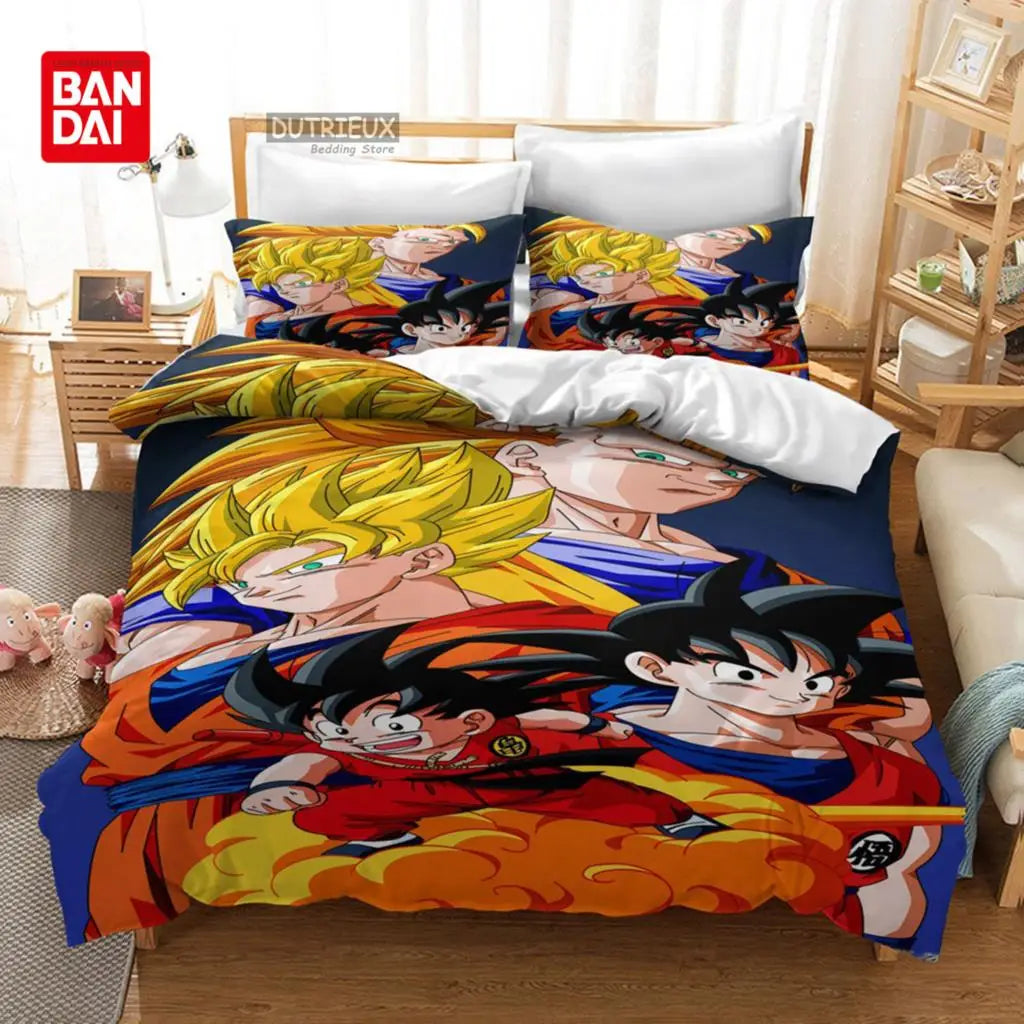 „Bandai Anime“ „Dragon Ball“ patalynės komplektas „Goku“ antklodės užvalkalas, antklodės užvalkalas, „Queen“ ir „King“ dydžių, miegamojo tekstilė, vaikams, berniukams, suaugusiems, dovana