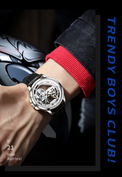 OLEVS 6661 Men Top Brand Watch Luxury All Transparent Hollow Men Mechanical Watch Original Fashion Waterproof Classic Men Watch