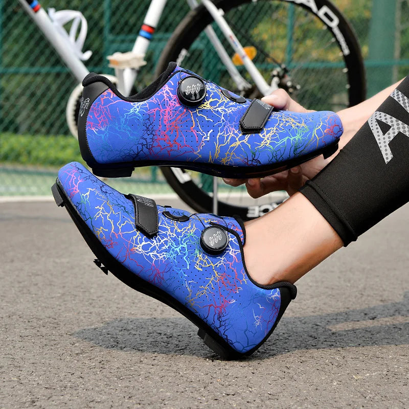Zapatillas de ciclismo nuevas para hombre con cierre automático para carretera, montaña y exterior; zapatillas deportivas de ciclismo para mujer para spinning indoor