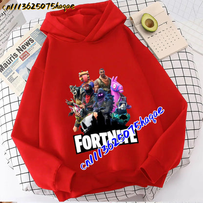 Детски суитшърт с качулка FORTNITED с дълъг ръкав за момичета и момчета, streetwear стил, аниме мода, горнище за деца и бебета, подарък