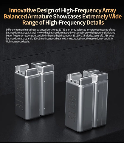 KZ ZS12 PRO X Hybrid Dynamic & Balanced Armature Technology IEM Earphone Upgrade HiFi Bass In Ear Headphone Tunning Wire Headset