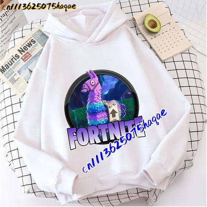 Детски суитшърт с качулка FORTNITED с дълъг ръкав за момичета и момчета, streetwear стил, аниме мода, горнище за деца и бебета, подарък