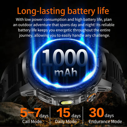 2026 New Military Outdoor Smart Watch 1.85‘’ AMOLED 1000mAh Large Battery 5ATM Waterproof Voice Call Sports Men Fitness Bracel