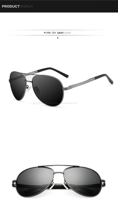 VEITHDIA Men's Polarized UV400 Sunglasses Vintage Designer Goggle Classic Fashion Outdoor Driving Sun Glasses For Male VT1306