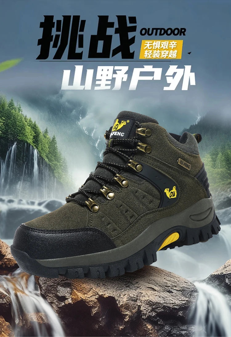 Outdoor Waterproof Hiking Boots Men's Women's Spring And Autumn Hiking Wear-resistant Mountain Sports Boots Hunting Sports Shoes