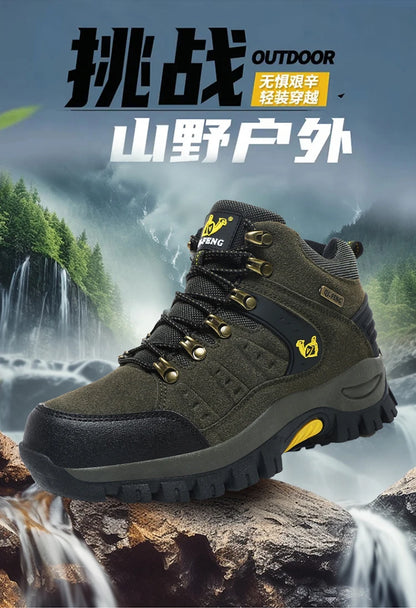 Outdoor Waterproof Hiking Boots Men's Women's Spring And Autumn Hiking Wear-resistant Mountain Sports Boots Hunting Sports Shoes